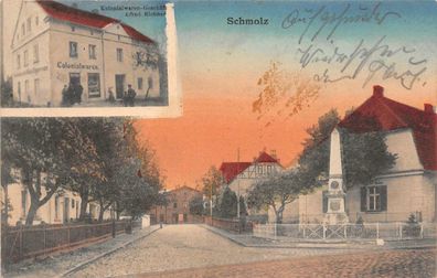 Schmolz / Smolec Schlesien Strasse, Kolonialwaren Geschäft Postkarte 1916