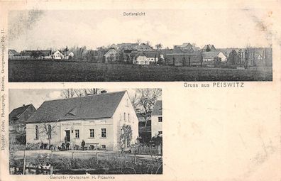 Peiswitz Schlesien Dorfansicht, Gerichts - Kretscham Postkarte 1909