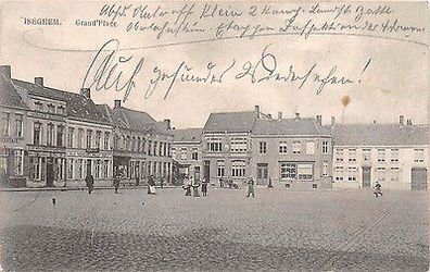 Iseghem Grand Place Markt Geschäfte Belgien 1915