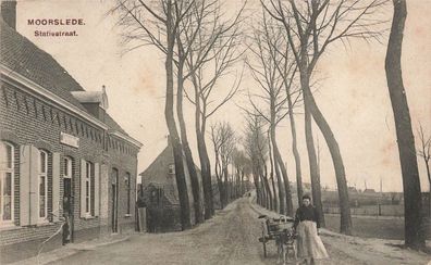 Statiestraat Straßenansicht Moorslede Belgien Postkarte AK 1915