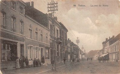 TUBIZE La rue de Mons Tubeke Wallonisch-Brabant AK 1914