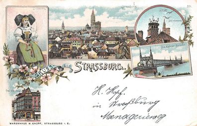 AK Straßburg Warenhaus Elsasserin Litho 1899