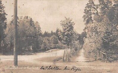 Schwefelbad in Kurland Belowstrasse Feldpostkarte AK 1917