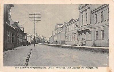 Vom östlichen Kriegsschauplatz Mitau Poststr. Lazarett Postgeb. Feldpost AK 1917