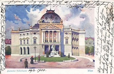 Deutsches Volkstheater in Wien Österreich Postkarte AK 1904