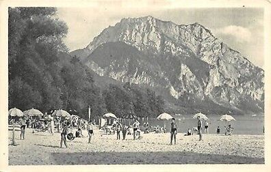 Gmunden Strandbad mit Traunstein 1661 m Postkarte AK