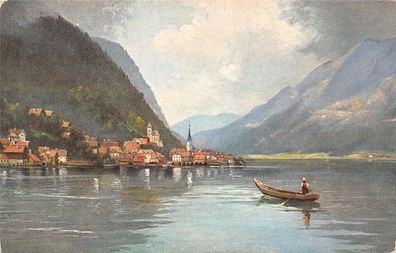 Hallstadt am Hallensee (Salzkammergut) Postkarte AK