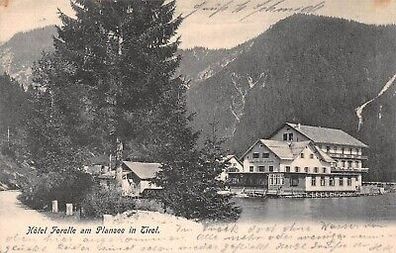 Hotel Forelle am Plansee in Tirol Postkarte AK