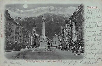 Innsbruck Maria Theresienstrasse und Anna-Säule Postkarte AK 1898