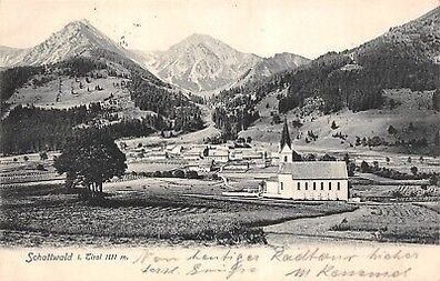 Schattwald i. Tirol 1111 m Kirche Postkarte AK 1904