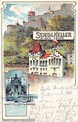 Stieglkeller in Salzburg Kapitelschwemme AK 1902