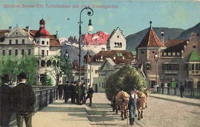 Talferbrücke mit dem Rosengarten Südtirol Bozen Österreich Postkarte AK