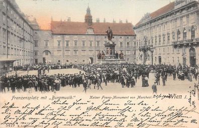 Wien I. Franzensplatz mit "Burgmusik" Kaiser Franz-Monument Postkarte AK 1906