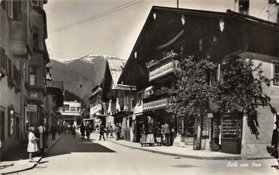 Zell am See Ansicht Straße Berge Postkarte AK