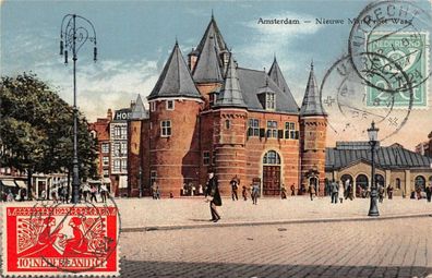 Amsterdam Nieuwe Markt Waag Postkarte AK 1924