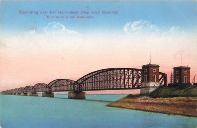 Spoorbrug over het Hollandsch Diep nabij Moerdijk Niederlande Postkarte AK 1923