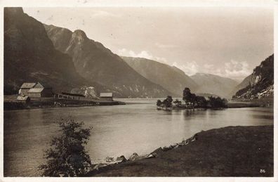 Norwegen Fjordlandschaft Postkarte AK 1936