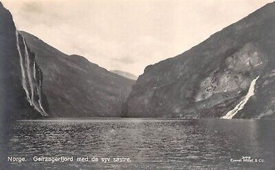 Norge Geirangerfjord med de syv sostre Postkarte AK