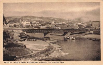 Ansicht vom Krakauer Berg auf Krakow Polen Postkarte AK