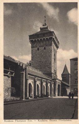 Ansicht Florianer Tor in Krakau Polen Postkarte AK 1941