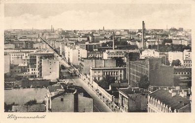 Blick auf Straße und Litzmannstadt Polen Postkarte AK 1943