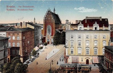 Krakau Polen Dominikaner - Platz Strassenbahn 1916