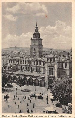 Krakau Tuchhallen u. Rathausturm Postkarte AK 1941