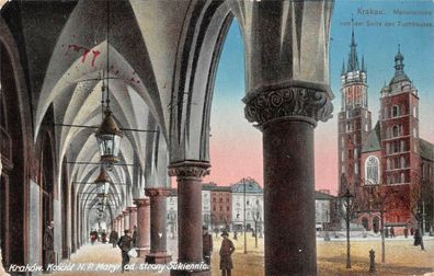 Krakau Marienkirche von der Seite des Tuchhauses Feldpostkarte AK 1915