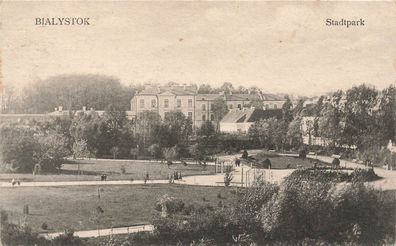 Stadtpark in Bialystok Bialystok Polen Postkarte AK 1917