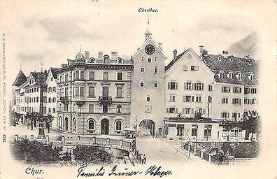 AK Chur Schweiz Oberthor Strassenansicht Postkarte 1902