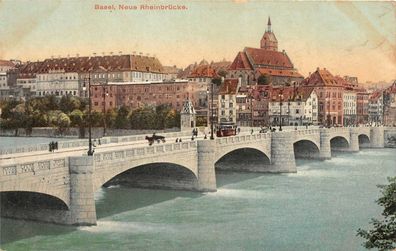 Basel Neue Rheinbrücke Postkarte AK