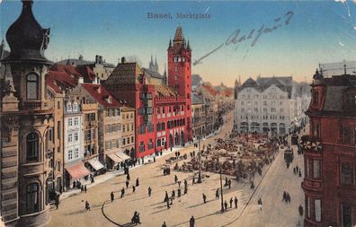 Basel Marktplatz Postkarte AK 1914