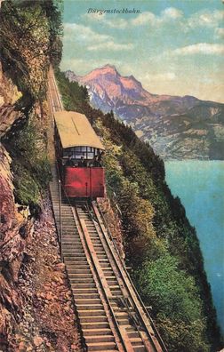 Bürgenstockbahn Vierwaldstättersee Schweiz Postkarte AK 1917