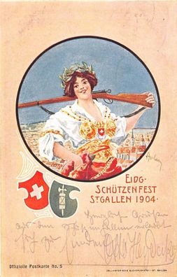 Eidg. Schützenfest St. Gallen 1904 Offizielle Postkarte No. 5 AK 1904