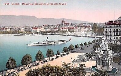 Geneve Monument Brunswick et vue vers la ville Postkarte AK