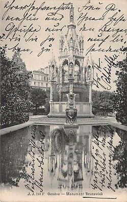 Geneve Monument Brunswick Postkarte AK 1905