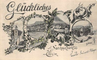 Glückliches und Neujahrsgruss aus Chur Postkarte AK 1902