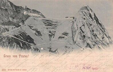 Gruss vom Pilatus Hotel Pilatus Kulm Postkarte AK 1900