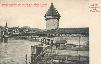 Kapellbrücke und Wasserturm Luzern Schweiz Postkarte AK