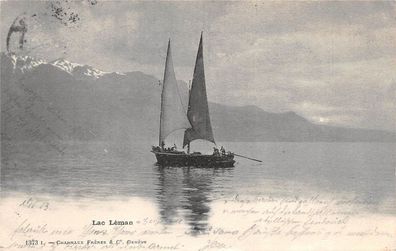 Lac Leman Genfersee Boot Postkarte AK 1903