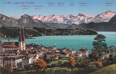 Luzern und die Alpen Vitznauerstock Rossstock Postkarte AK 1930