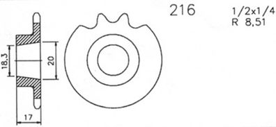 ESJOT Antriebsritzel "0216" 461, Stahl 14 Zähne