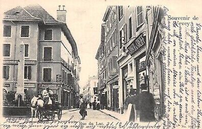 Souvenir de Vevey Rue du Lac Postkarte AK 1903