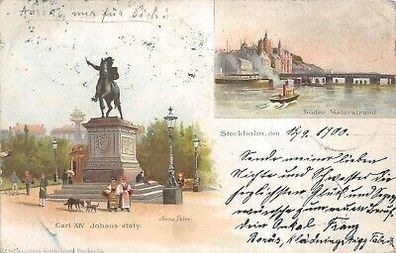 Stockholm Söder Mälarstrand Postkarte AK 1900