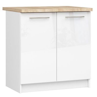 Küchenschrank AKORD OLIWIA modular S80 Weiß 80 cm Front Weiß Hochglanz 80x85x46 cm