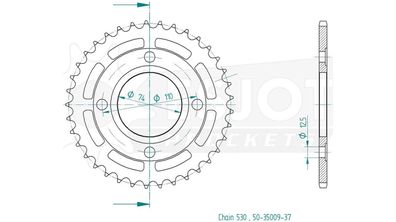 ESJOT Kettenrad "35009" 530, Stahl, schwarz 39 Zähne