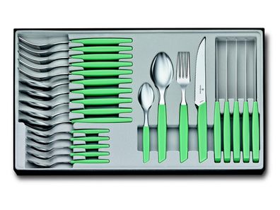 Swiss Modern, Besteckset (Steakmesser), 24tlg, 12cm, Wellen, mint