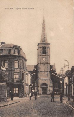 AK Denain Kirche Saint - Martin Strasse Frankreich Inft. Regt. 92