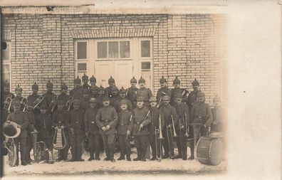 Fotokarte 1. WK Gruppenfoto Soldaten Musiker des Infantrie-Regt. 107 Leipzig