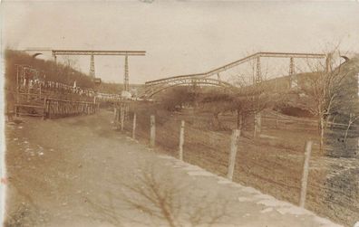 Fotokarte 1. WK gesprengte Eisenbahnbrücke in Frankreich 1917